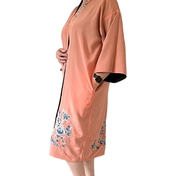 Top Shop Kimono Size 6 Black/Peach Reversible - Picture 6 of 12